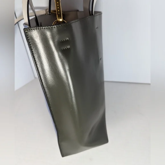 Marni Leather Colorblock olive green&blue &white Tote handbag - Picture 5 of 12